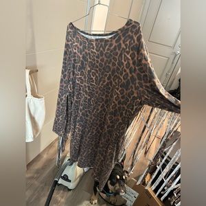 lil bee’s bohemian leopard fringe dress